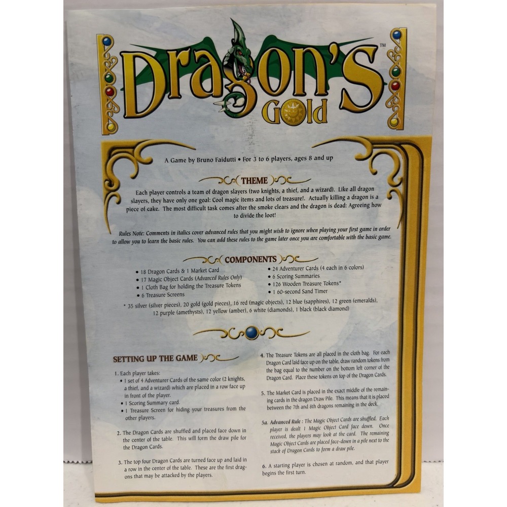 DRAGON'S GOLD Game Bruno Faidutti Descartes Eurogames 1 Yellow 1 Silver Missing - Picture 4 of 8
